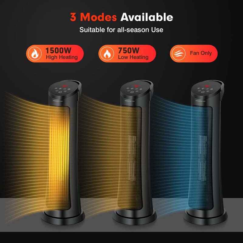 Eletriclife AU 1500W PTC Ceramic Portable Electric Space Heater with Thermostat