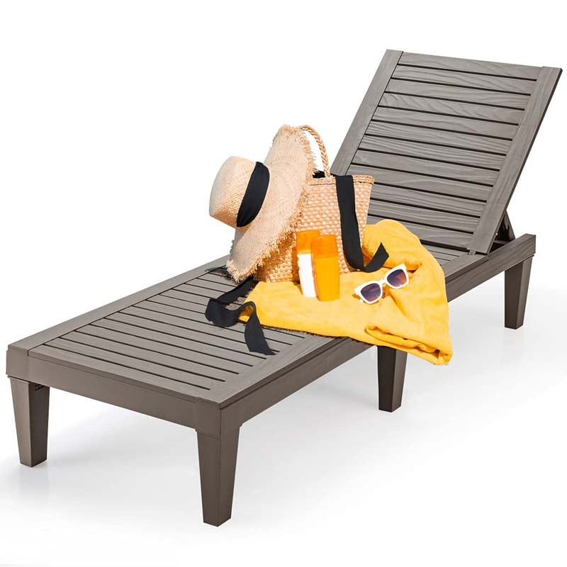 Eletriclife AU Wooden Outdoor Chaise Lounge Chair, Waterproof Patio Sun Lounger with Adjustable Backrest for Backyard, Deck