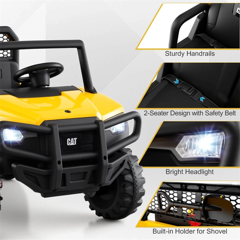 Eletriclife AU 24V Licensed Caterpillar Ride on Dump Truck, 2-Seater Kids UTV Car Electric Vehicle with Remote Control, Dump Bed, 4x100W Motors & Soft Start