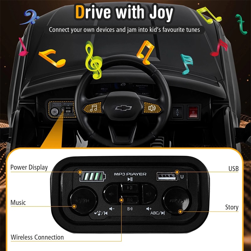 Eletriclife AU 12V Ride-On Car, Licensed Chevrolet Ride On Truck Kids Electric Vehicle with Remote Control, Storage & Spring Suspension for Ages 3+