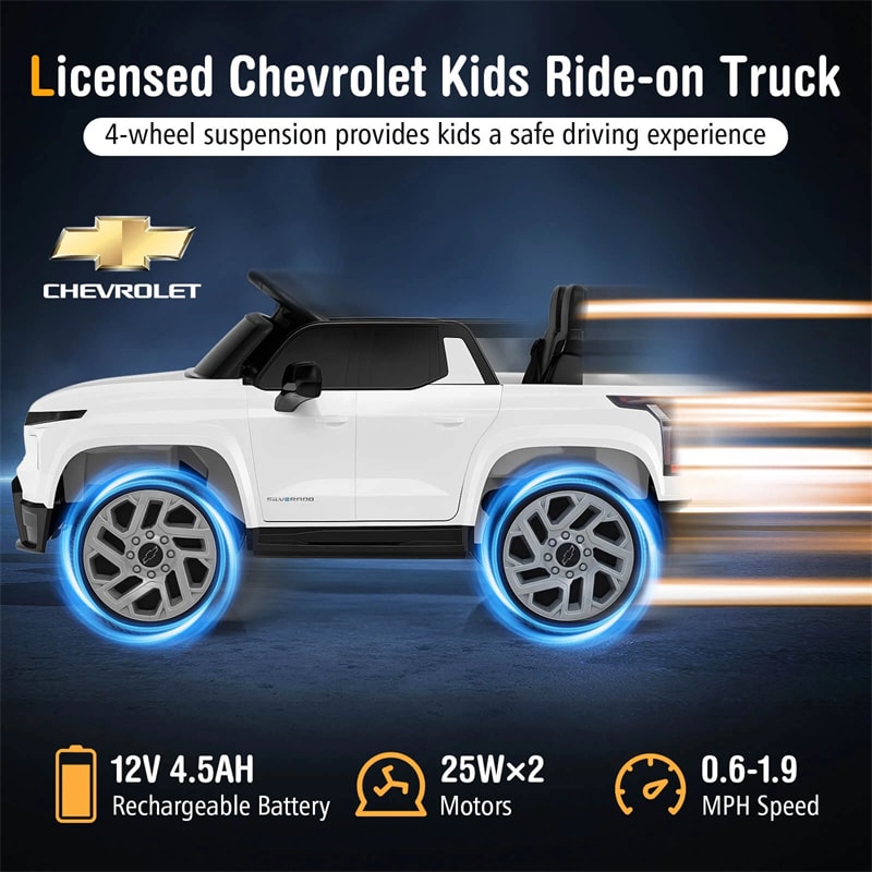 Eletriclife AU 12V Ride-On Car, Licensed Chevrolet Ride On Truck Kids Electric Vehicle with Remote Control, Storage & Spring Suspension for Ages 3+