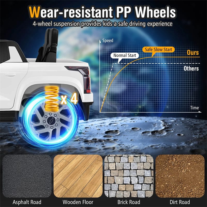 Eletriclife AU 12V Ride-On Car, Licensed Chevrolet Ride On Truck Kids Electric Vehicle with Remote Control, Storage & Spring Suspension for Ages 3+