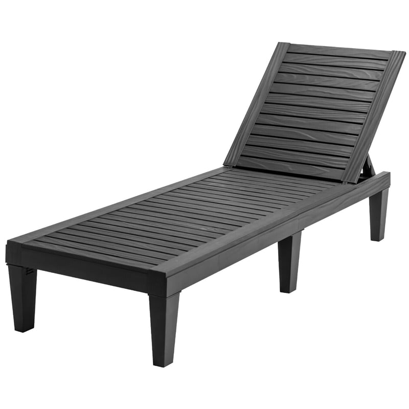 Eletriclife AU Wooden Outdoor Chaise Lounge Chair, Waterproof Patio Sun Lounger with Adjustable Backrest for Backyard, Deck