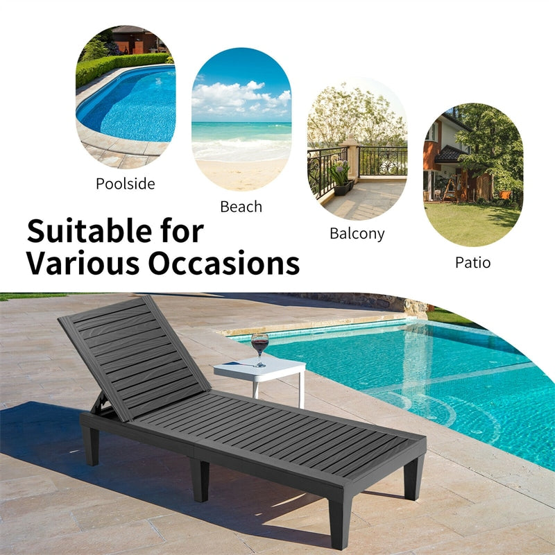 Eletriclife AU Wooden Outdoor Chaise Lounge Chair, Waterproof Patio Sun Lounger with Adjustable Backrest for Backyard, Deck