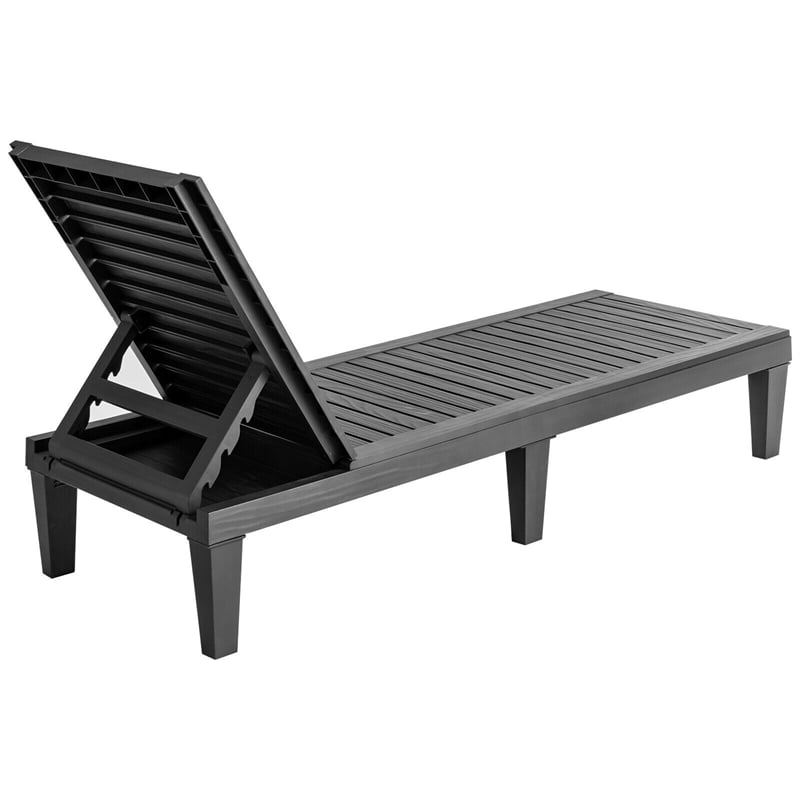 Eletriclife AU Wooden Outdoor Chaise Lounge Chair, Waterproof Patio Sun Lounger with Adjustable Backrest for Backyard, Deck