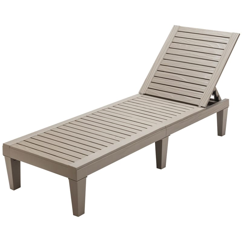 Eletriclife AU Wooden Outdoor Chaise Lounge Chair, Waterproof Patio Sun Lounger with Adjustable Backrest for Backyard, Deck