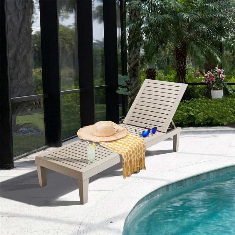Eletriclife AU Wooden Outdoor Chaise Lounge Chair, Waterproof Patio Sun Lounger with Adjustable Backrest for Backyard, Deck