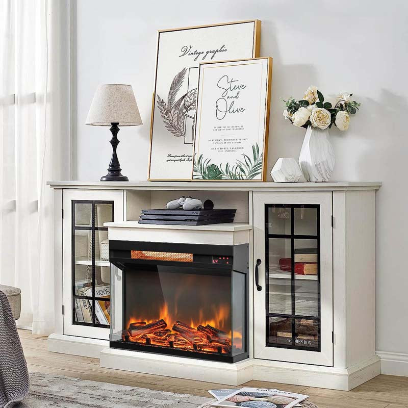 Eletriclife AU 23 Inch Electric Fireplace Insert 1500W 3-Sided Glass Fireplace Heater