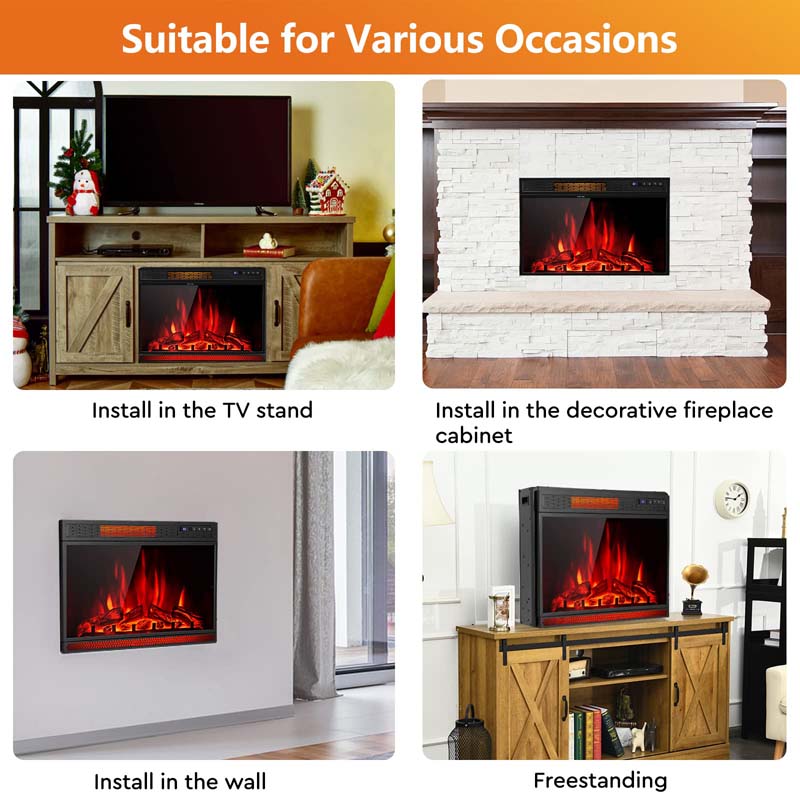 Eletriclife AU 28 Inch Electric Fireplace Insert 1350W Fireplace Stove Heater