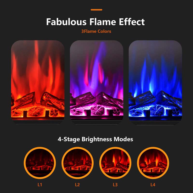 Eletriclife AU 28 Inch Electric Fireplace Insert 1350W Fireplace Stove Heater