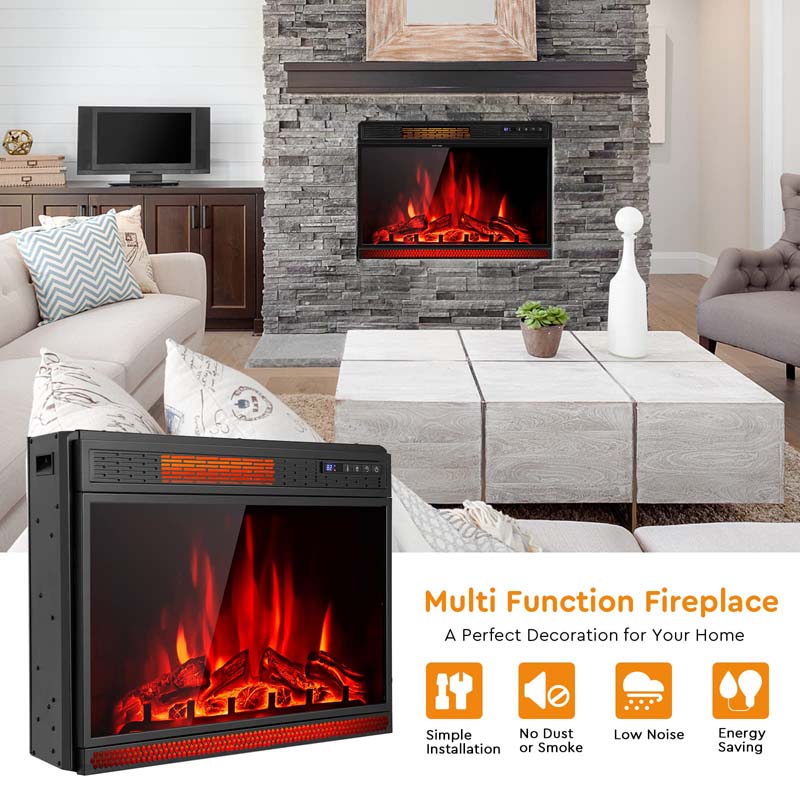 Eletriclife AU 28 Inch Electric Fireplace Insert 1350W Fireplace Stove Heater