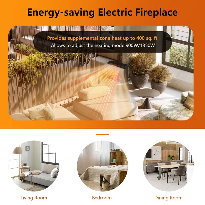 Eletriclife AU 28 Inch Electric Fireplace Insert 1350W Fireplace Stove Heater
