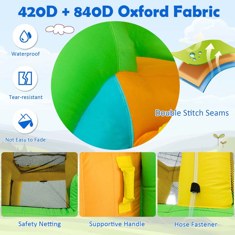 Eletriclife AU 6-in-1 Inflatable Water Slide, Bouncy Castle Water Park with Dual Slide, Splash Pool & 680W Blower for Kids Backyard Fun