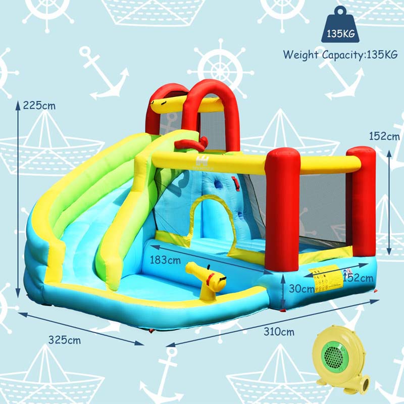 Eletriclife AU 6-in-1 Kids Inflatable Water Slide Jumper Bounce House with Blower