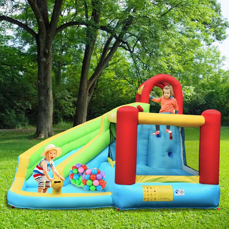 Eletriclife AU 6-in-1 Kids Inflatable Water Slide Jumper Bounce House with Blower