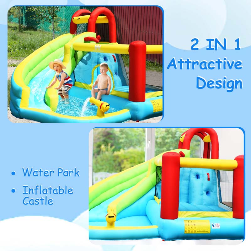 Eletriclife AU 6-in-1 Kids Inflatable Water Slide Jumper Bounce House with Blower