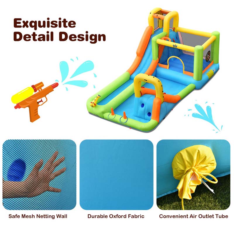 Eletriclife AU 8-in-1 Giant Water Park Inflatable Water Slide Bounce House with Blower