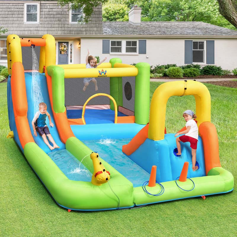 Eletriclife AU 8-in-1 Giant Water Park Inflatable Water Slide Bounce House with Blower