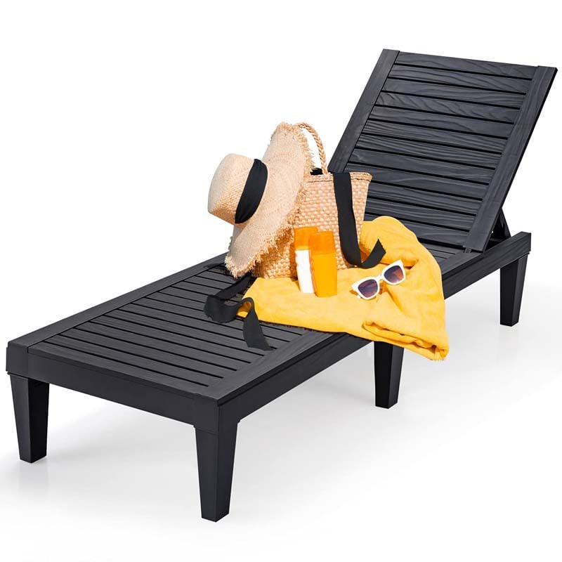 Eletriclife AU Wooden Outdoor Chaise Lounge Chair, Waterproof Patio Sun Lounger with Adjustable Backrest for Backyard, Deck