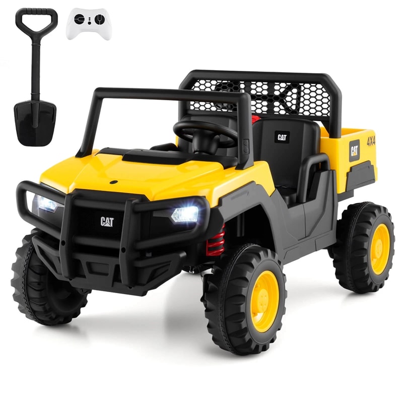 Eletriclife AU 24V Licensed Caterpillar Ride on Dump Truck, 2-Seater Kids UTV Car Electric Vehicle with Remote Control, Dump Bed, 4x100W Motors & Soft Start