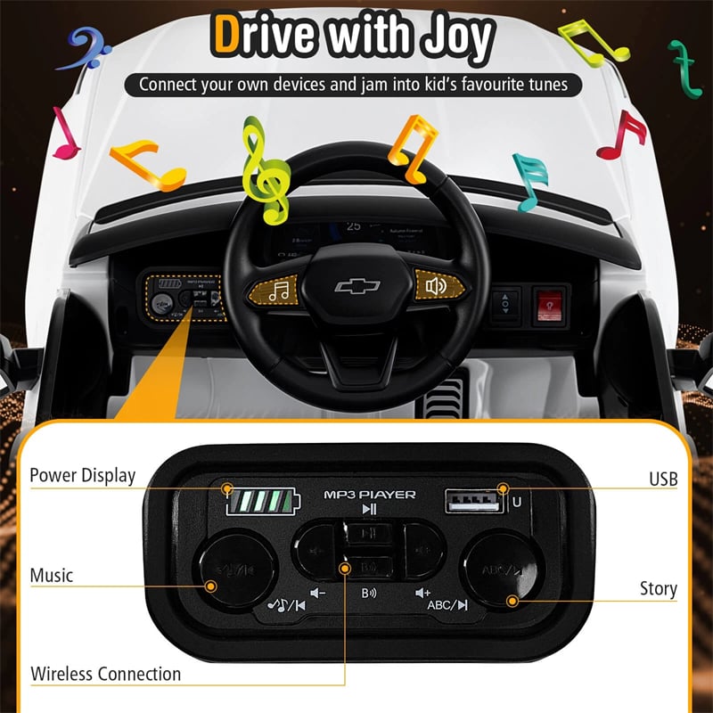 Eletriclife AU 12V Ride-On Car, Licensed Chevrolet Ride On Truck Kids Electric Vehicle with Remote Control, Storage & Spring Suspension for Ages 3+