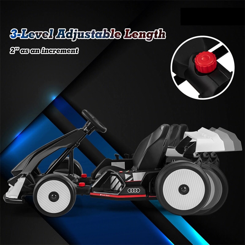 Eletriclife AU 24V Kids Go Kart, Licensed Audi Adjustable Ride on Racing Toy with Drift & Sport Modes, 2x150W Motors Speed for Children Ages 6+