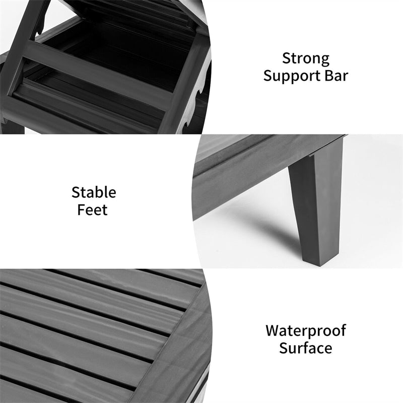 Eletriclife AU Wooden Outdoor Chaise Lounge Chair, Waterproof Patio Sun Lounger with Adjustable Backrest for Backyard, Deck