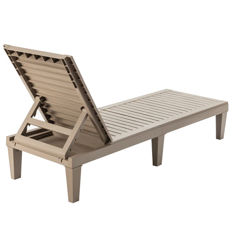 Eletriclife AU Wooden Outdoor Chaise Lounge Chair, Waterproof Patio Sun Lounger with Adjustable Backrest for Backyard, Deck