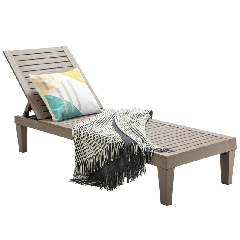 Eletriclife AU Wooden Outdoor Chaise Lounge Chair, Waterproof Patio Sun Lounger with Adjustable Backrest for Backyard, Deck